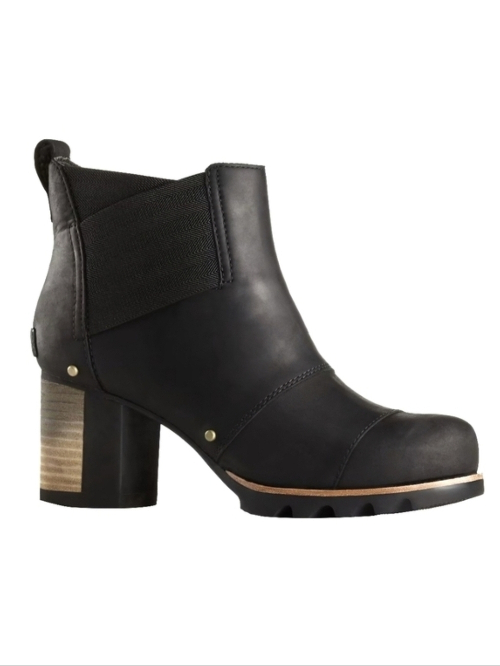 SOREL Addington Chelsea Ankle Boots US 11 Black Leather Heeled Moto Booties